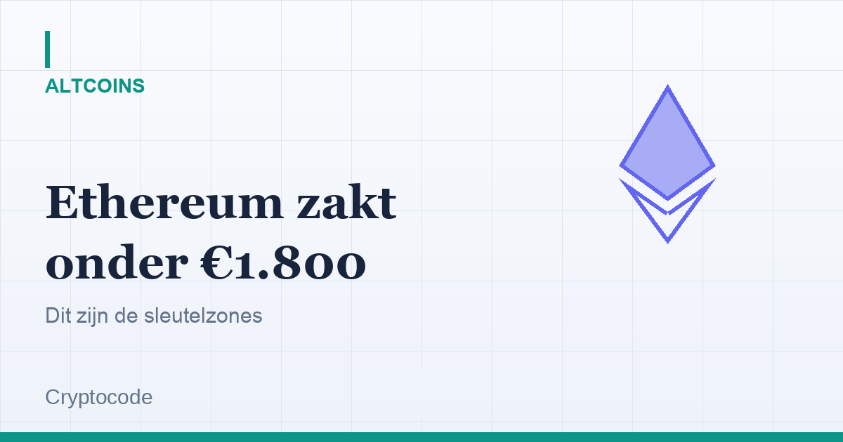 Artikelafbeelding voor: Ethereum zakt onder €1.800 — dit zijn de sleutelzones