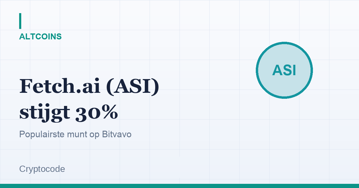 Artikelafbeelding voor: AI-crypto Fetch.ai (ASI) stijgt 30% en is populairste munt op Bitvavo